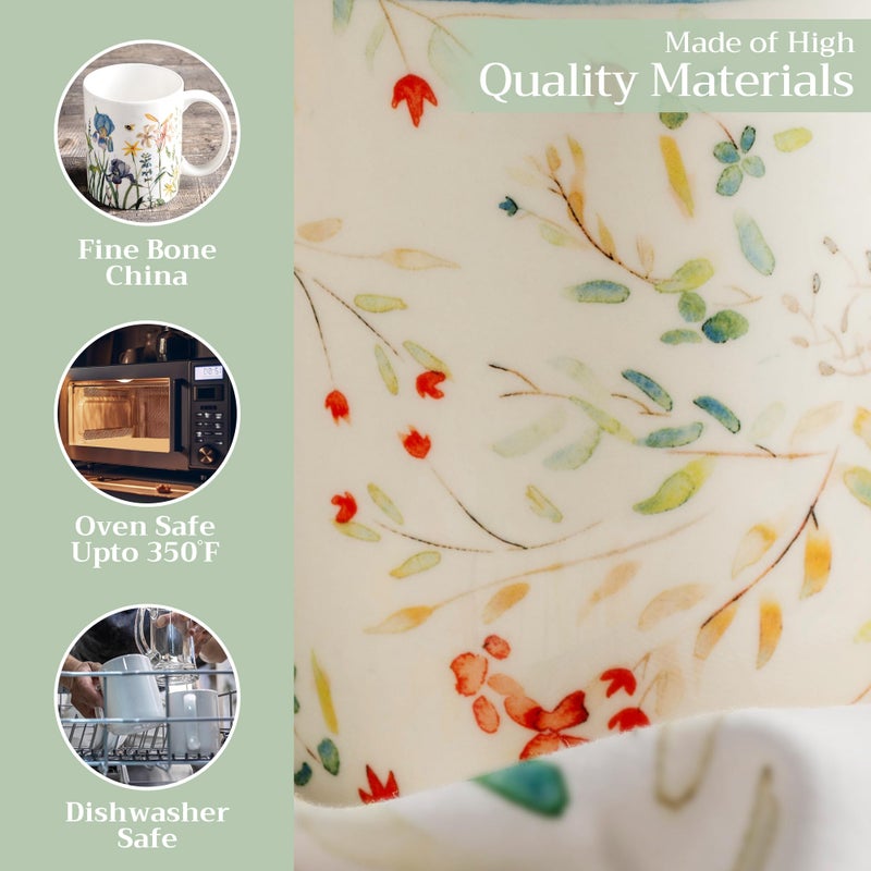 Maison d' Hermine Coffee Mug with Handles Fine Bone China Mugs Pack of One Tea Cups for Hot Beverages Cappuccino Latte Home Restaurant Office Perfect for Gift (Colmar - Blue, 12 Ounce) - Image 3